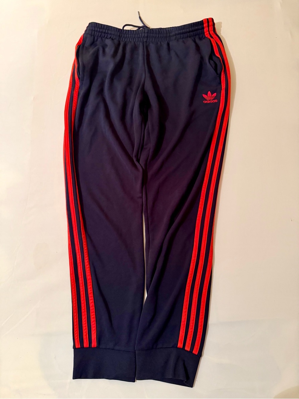 Vintage Adidas Joggers Sweatpants Mens L Navy Blue Red Stripes Retro 90s Stripes View 3